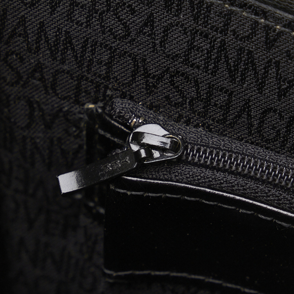 Versace Sunburst Gold Hardware Handbag Vanity Bag Black Enamel Leather - Picture 8 of 10